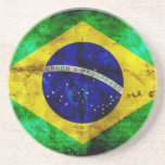 Weathered Brazil Flag Drink Coaster