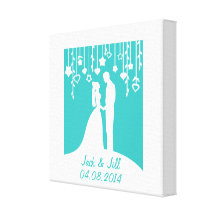 Wedding Anniversary personalized names & date Stretched Canvas Prints