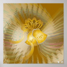 Wedding Bells Angelic Wings Dazzling Golden Poster