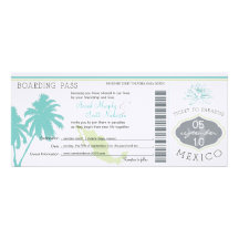 Wedding Boarding Pass to Mexico Personalised Invitation