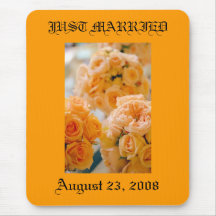 wedding bouquet,  JUST MARRIED Mousepad