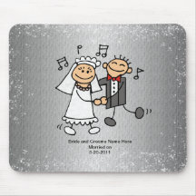 Wedding Bride and Groom Dancing - Smiling Mouse Pads
