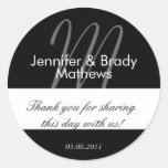 Wedding Bride and Groom Monogram M Favour Sticker