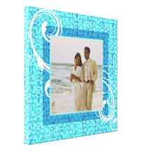 Wedding by the Sea Damask Photo Frame Gallery Wrap Canvas