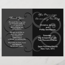 Wedding Ceremony Program Black Butterfly Curve Flyers