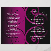 Wedding Ceremony Program Pink Butterfly Curve Flyer