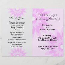 Wedding Ceremony Program Pink Flower Flyer Design