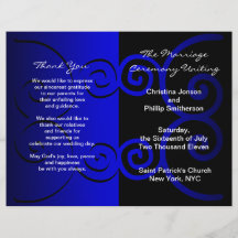 Wedding Ceremony Program Violet Blue Curve Flyer
