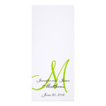 Wedding Church Program Monogram Linen White Green Personalized Invite