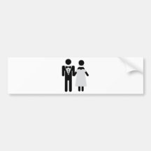 wedding couple bride and groom icon bumper stickers