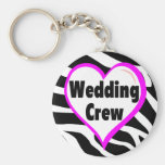 Wedding Crew Zebra Stripes Keychains