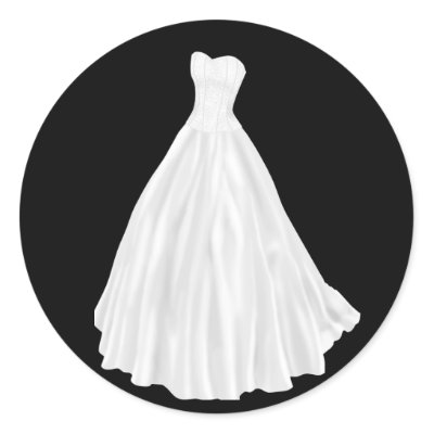 Wedding Stickers on Beautiful White Wedding Dress Stickers For Envelope Seals Or To Add