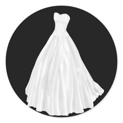 Wedding Stickers on Beautiful White Wedding Dress Stickers For Envelope Seals Or To Add