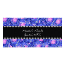Wedding favors Blue roses Photo Cards