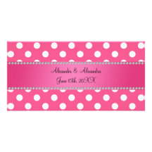 Wedding favors pink white polka dots photo cards