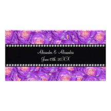 Wedding favors Purple roses Photo Greeting Card