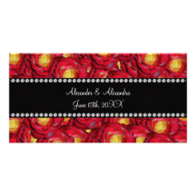 Wedding favors Red roses Customized Photo Card