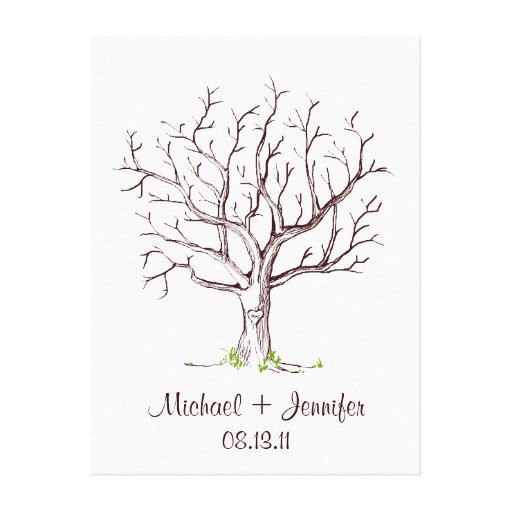 Wedding Fingerprint Tree Guestbook Stretched Canvas Prints
