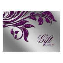 Wedding Gift Registration Card purple sparkle Business Card Template