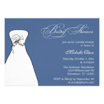 Wedding Gown Bridal Shower Blue invitations