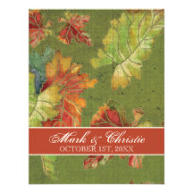 Wedding Invitation Autumn Grape Leaf Batik