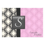 Wedding Invitation - Light Pink Damask Monogram