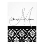 Wedding Invitation Monogram Names Black Damask