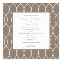 Wedding Invitation - Monogram Pink and Brown