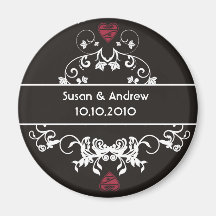 Wedding Magnet - red heart black