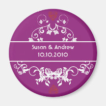 Wedding Magnet - red heart violet