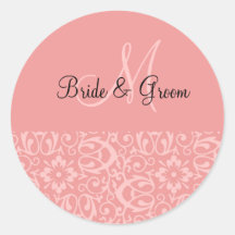 Wedding Monogram In Dark Pink Stickers