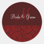 Wedding Monogram In Dark Red Sticker