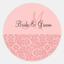 Wedding Monogram In Pink Stickers