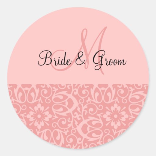 Wedding Monogram In Pink Stickers