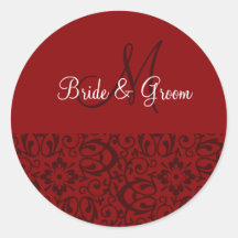 Wedding Monogram In Red Sticker