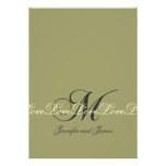 Wedding Monogram M Wedding Invitations Cream Green
