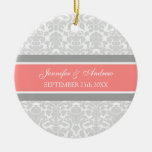 Wedding Ornament Favour Grey Coral Damask