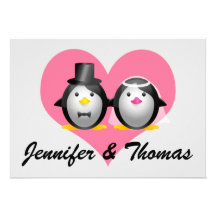 Wedding Penguins, Jennifer & Thomas Personalized Invite