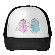 Wedding Penguins Mesh Hats