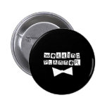 Wedding Planner Bow Tie White on Black Button