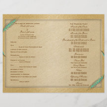 Wedding program aqua gold template (three) full colour flyer
