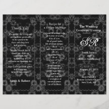 Wedding Program Black Flowers Flyer