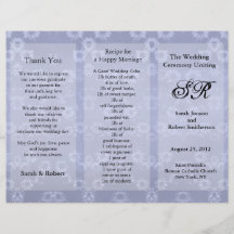 Wedding Program Blue Floral Flyer