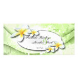 Wedding Program Elegant Green Tropical Plumeria Rack Card Design