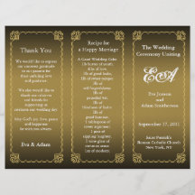 Wedding Program Folder Classic Gold Full Colour Flyer