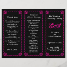 Wedding Program Folder Classic Pink Frame Personalised Flyer
