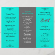 Wedding Program Folder Classic Teal Grey Custom Flyer