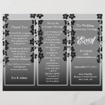 Wedding Program Folder Floral Black Flyer Design