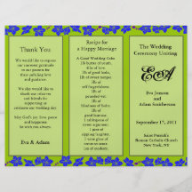 Wedding Program Folder Floral Green Custom Flyer