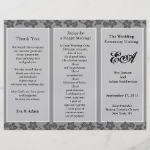 Wedding Program Folder Floral Grey Custom Flyer